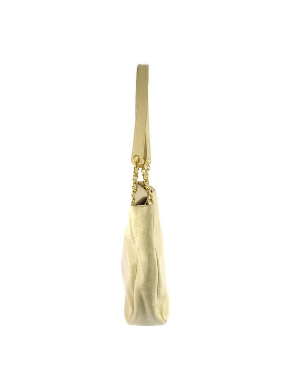 Chanel Caviar Leather Jumbo CC Logo Chain Tote CC Beige Gold Vintage All - Picture 2 of 10
